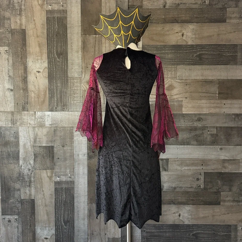 Vampire princess dress costume girls medium sparkly spiderweb Halloween party